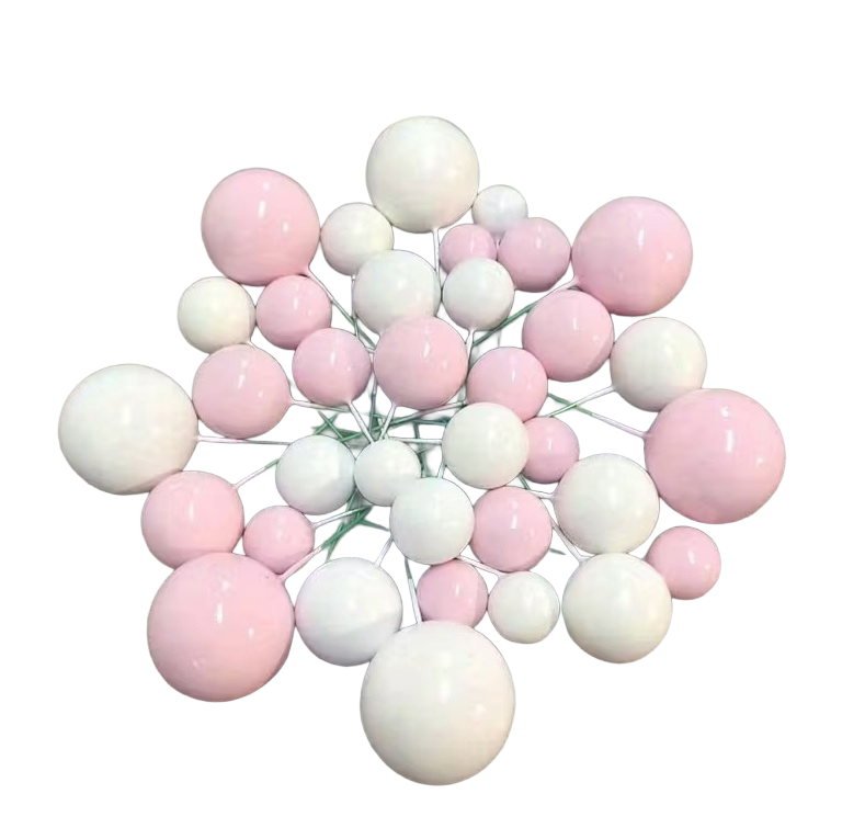 27 db-os műanyag golyós készlet torták díszítéséhez - Pink-White