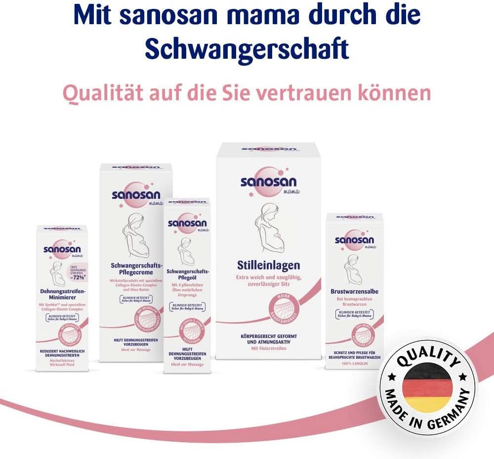 Sanosan Stretch Mark Minimiser, klinikailag tesztelt - bizonyítottan csökkenti a terhesség utáni striákat, paraffinolaj, színezékek, szilikonok, 75 ml Kozmetika és Beauty Naty Shop nélkül