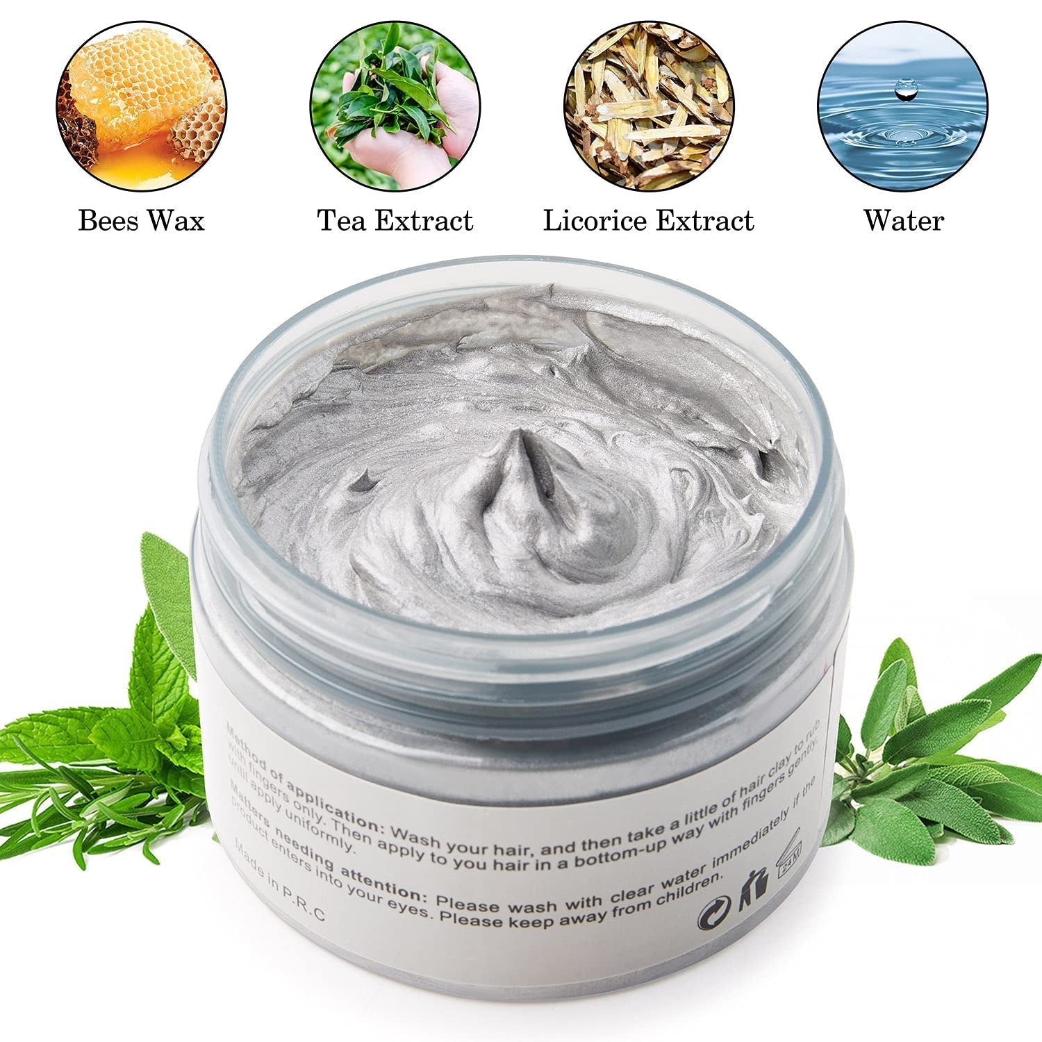 Vopsea de păr, Vopsea de păr temporară Vopsea de păr gri argintiu 4,23 uncii, Vopsea de păr temporară pentru petrecere, Cosplay și Halloween (gri argintiu) Vopsea pentru par Naty Shop