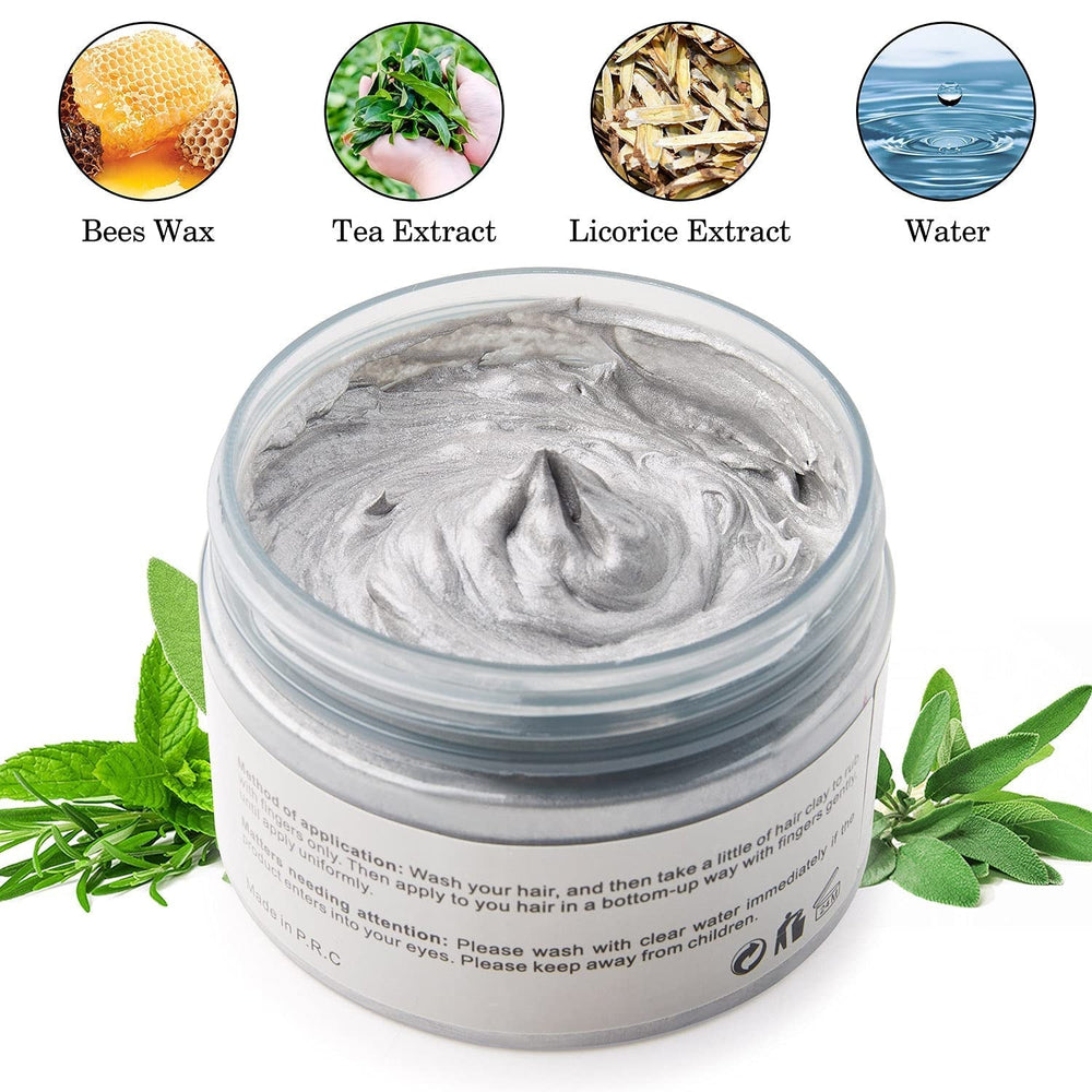 Vopsea de păr, Vopsea de păr temporară Vopsea de păr gri argintiu 4,23 uncii, Vopsea de păr temporară pentru petrecere, Cosplay și Halloween (gri argintiu) Vopsea pentru par Naty Shop