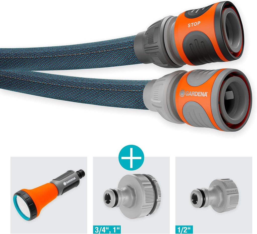 Set Gardena Liano Xtreme 1/2 inch, 10 m: Furtun de grădină extrem de robust din material textil, pentru robinete de interior, cu furtun interior din PVC, ușor, rezistent la intemperii (18460-20)