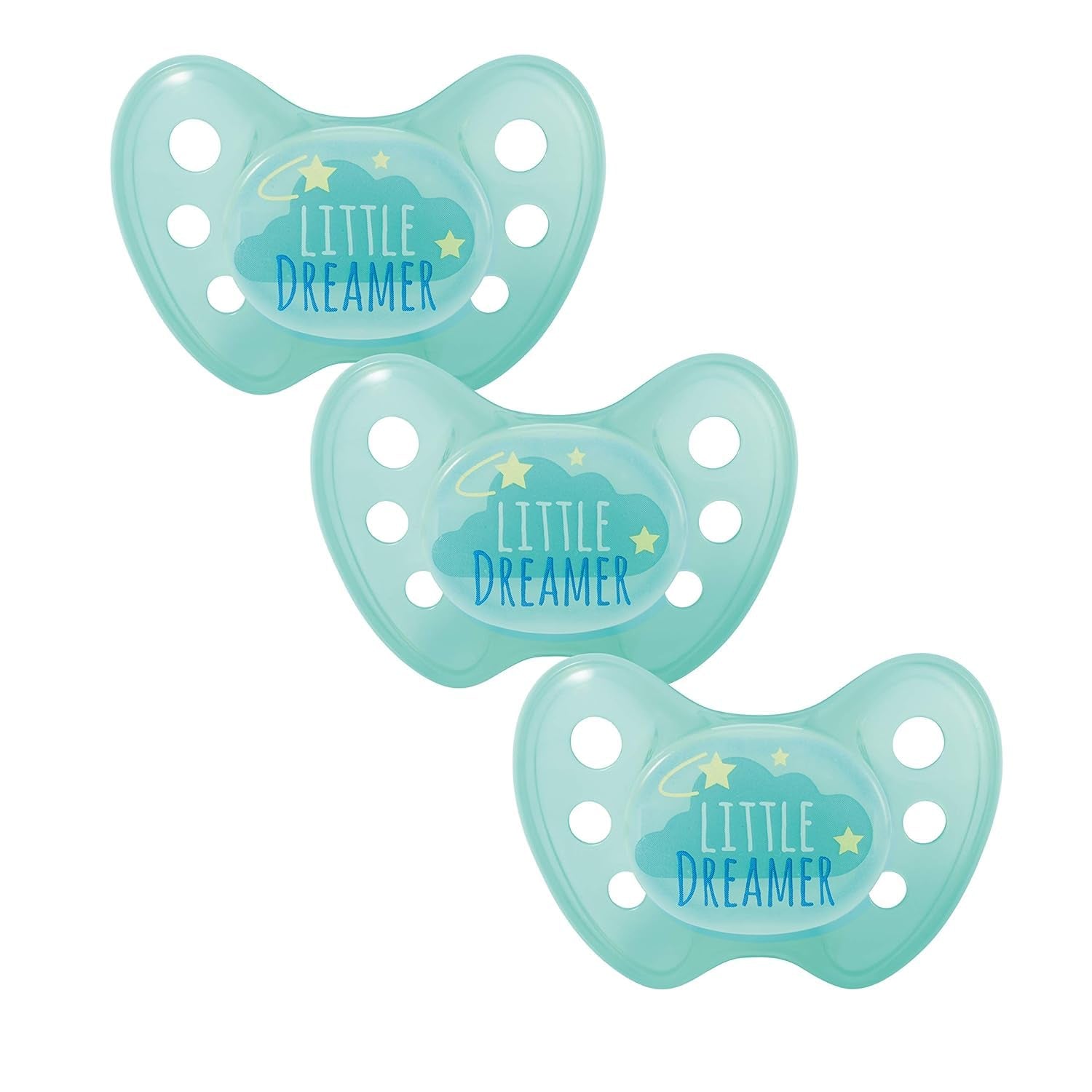 Suzete de noapte din silicon dentistar, pachet de 3 - mărimea 3, de la 14 luni - Suzete care strălucesc în întuneric cu treaptă dentară - fără BPA - fabricate în Germania - Lună, galben