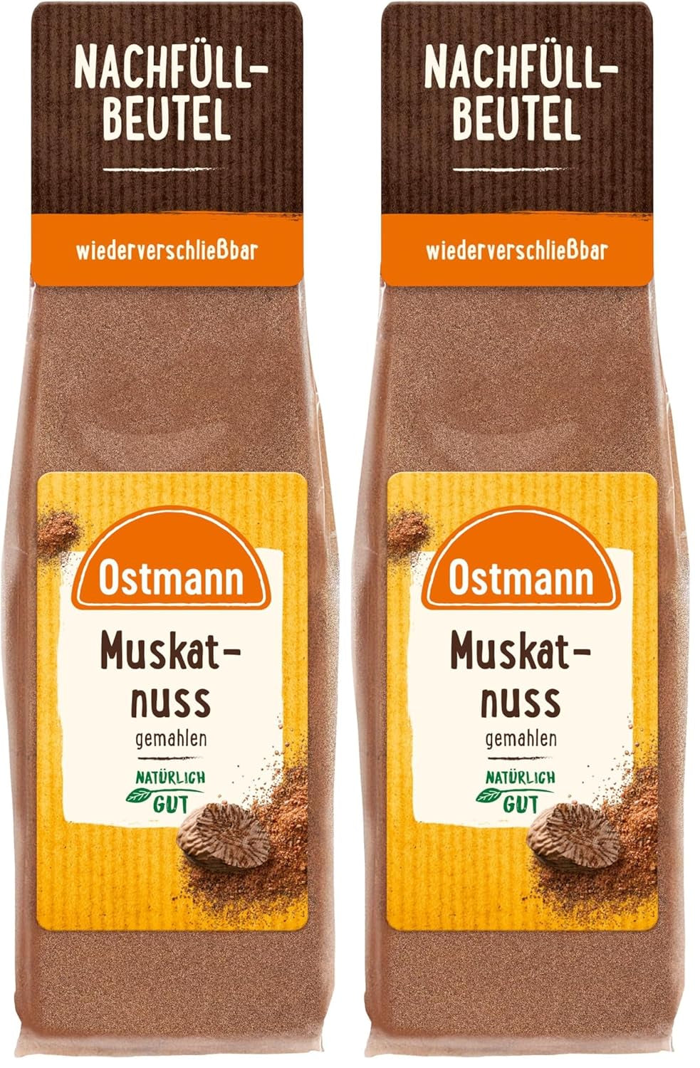 Ostmann Gewürze - Muskatnuss gemahlen | Ideális burgonyaételek ízesítésére Zum Nachfüllen der Streudose | 50 g-os visszazárható zacskó