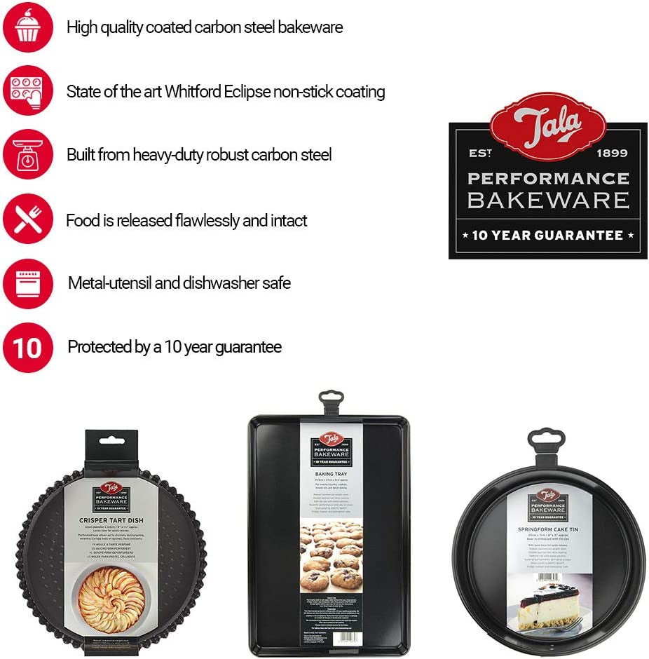 Tala Performance Muffin-Blech, 6 Löcher, Jumbo-Größe, Karbonstahl Von Professioneller Stärke, Mit Antihaftender Eclipse-Beschichtung, Schwarz Formák és tálcák sütéshez Naty Shop