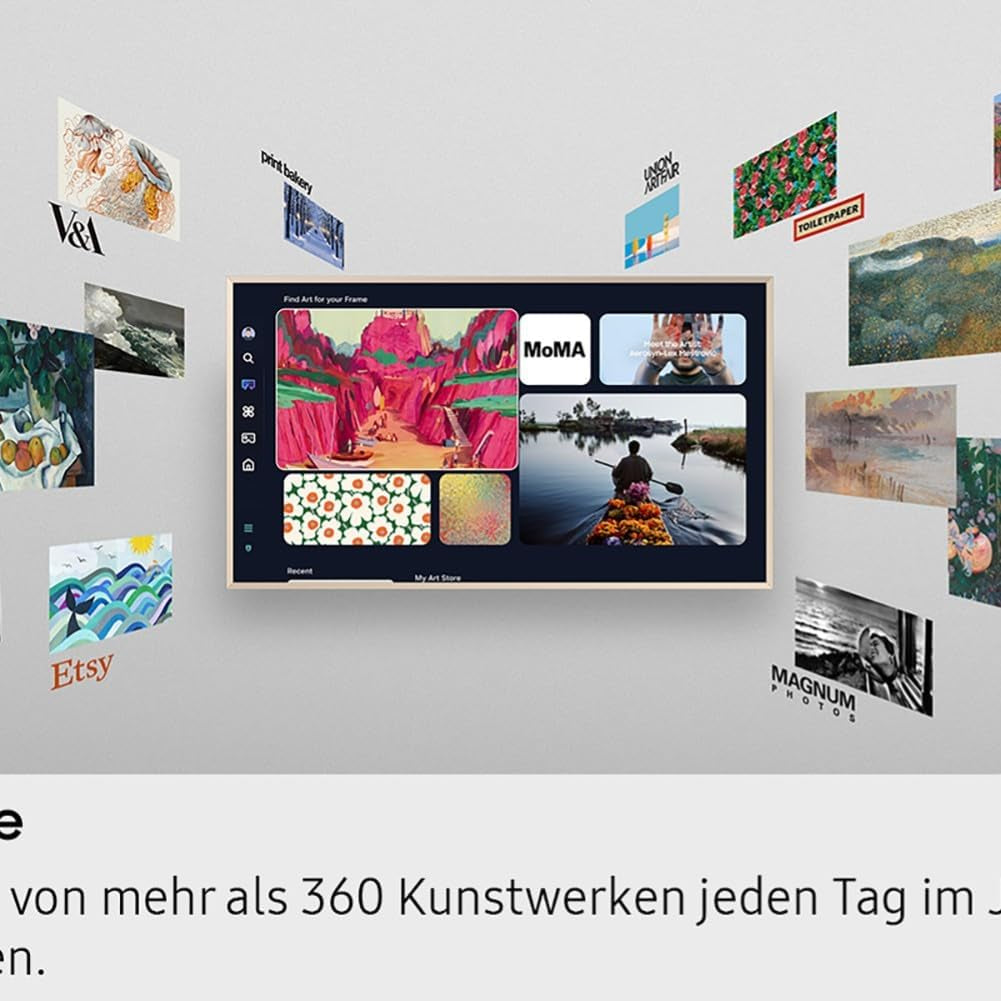 Televizor Samsung The Frame LS03F 4K QLED UHD de 43 de inci (108 cm), design modern al ramei, procesor NQ4 AI Gen2, mod artistic, calitate artistică a imaginii, cablu One Connect, televizor inteligent Samsung Vision AI