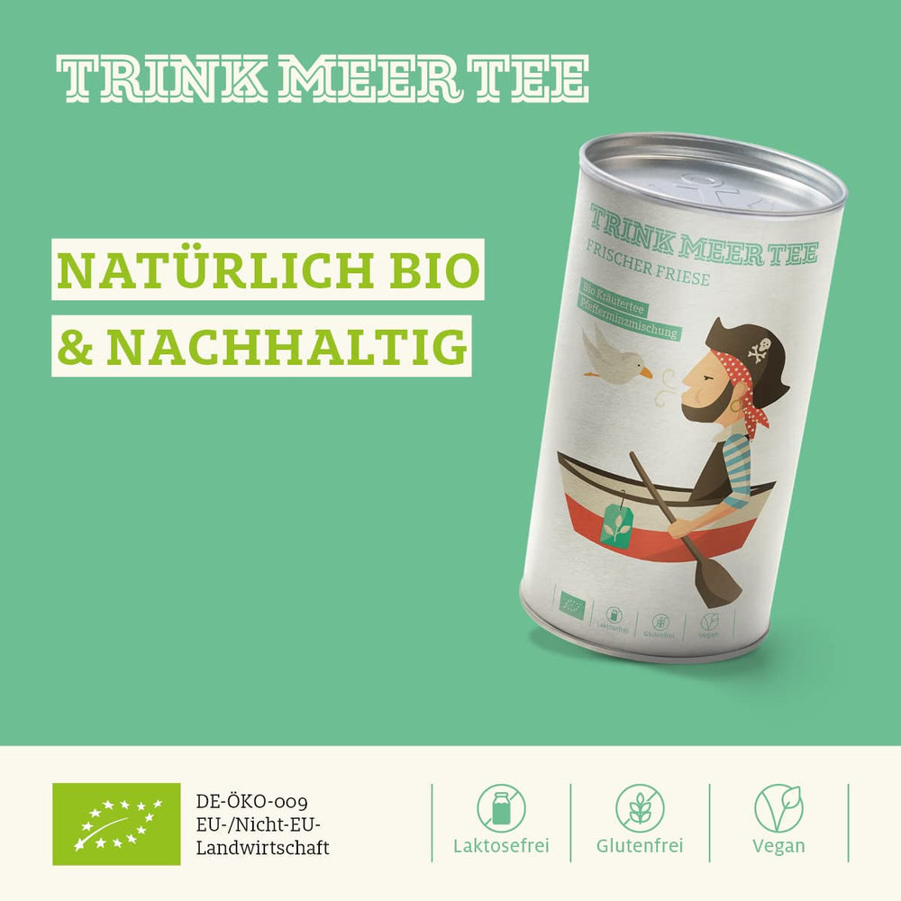 Bea mai mult ceai FRISCHER FRIESE - Ceai din plante bio | Amestec de mentă | Ceai de mentă bio | Ceai vrac în cutie de ceai | Cadou I 50 G