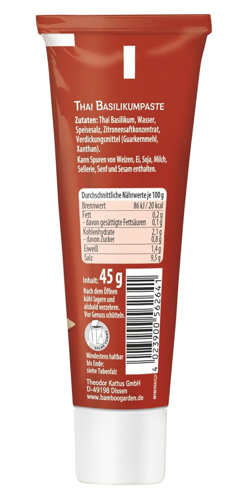 Bamboo Garden - thai bazsalikom paszta | Für Currys, Suppen, Saucen vagy Dressing | Vegán | 45 g in der Tube