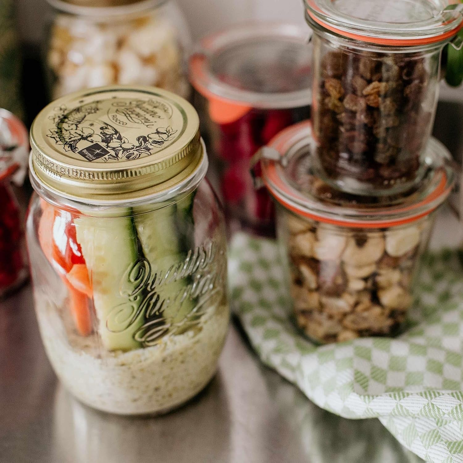 Bormioli QUATTRO STAGIONI borcan de depozitare 1 litru (pachet de 2) Cutii depozitare alimente Naty Shop