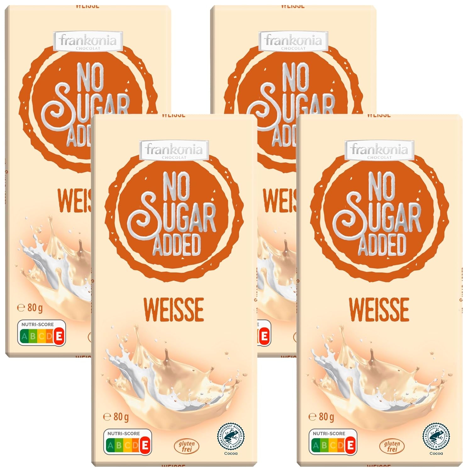 frankonia CSOKOLÁDÉ HOZZÁADOTT CUKOR NÉLKÜL Gluténmentes fehér csokoládé, 80 g