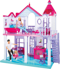 Simba 104661996 - Steffi Love Dreamhouse, Nagy játszóház, 4 szoba, BÁBOK NINCS, 84 cm magas, kétszintes, Működő csengő, Összecsukható Naty Shop Babaházak Alapértelmezett cím