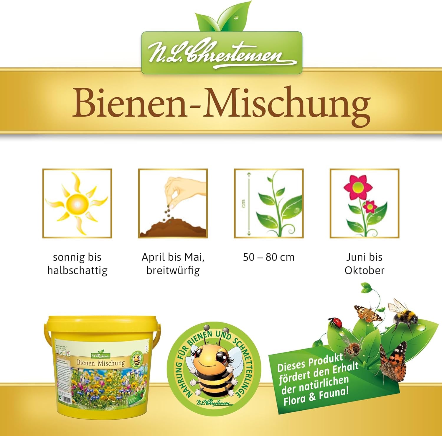 NL Chrestensen nagy vödör – Paradicsom minden rovarnak, méhlegelő, méhbarát virágmagkeverék, sokszínű