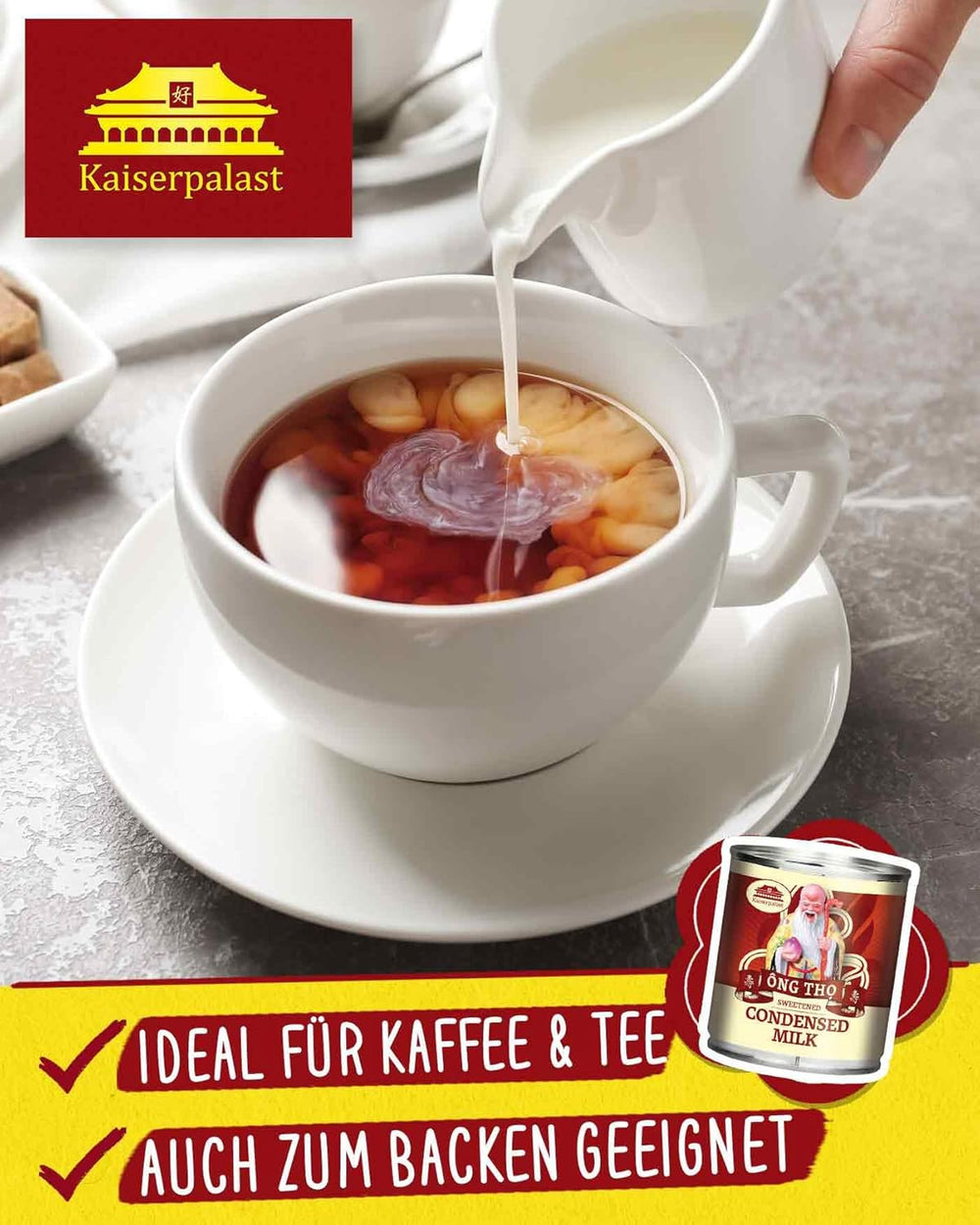 Kaiserpalast sűrített tej 8% Fettanteil, gesüßt, zum Süßen von Kaffee und Tea oder zum Kochen und Backen, 1 x 397 g