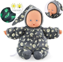 Corolle 9000020120 - Mon Doudou Babipouce Glow in The Dark, leuchtet im Dunkeln, extra weiche Schmusepuppe mit Vanilleduft, waschbar, 28cm, Behält den Daumen im Mund