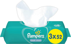 Pampers Fresh Clean baba törlőkendők 81688041, 3x52 db, (Baba törlőkendők, műanyag zacskó, lány/fiú, türkiz, fehér, Németország, 896,7g)
