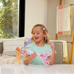 Barbie Bubble Sparkle Meerjungfrau-Puppe mit Seifenblasenfläschchen und -lösung, Tablett und Bürste, extralanges Blondes Haar mit Farbsträhnchen, JLW56