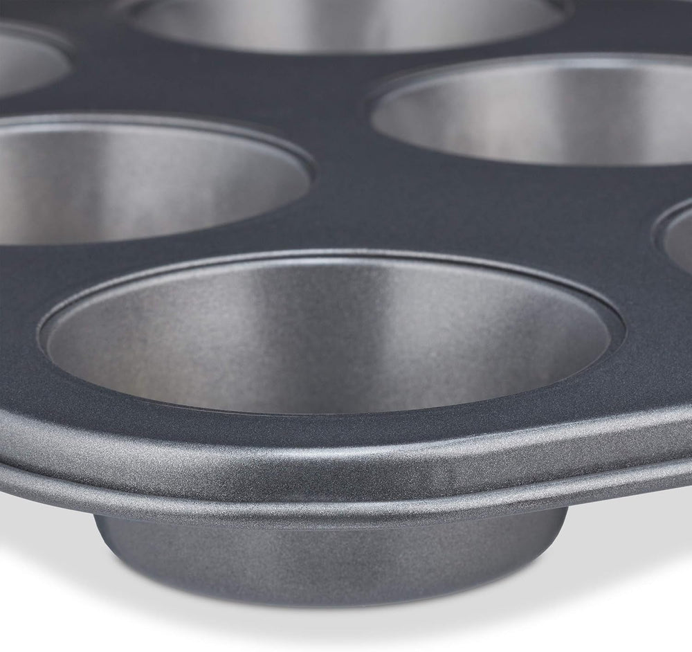 Relaxdays Muffinform, 2Er Set, 12Er Muffinbleche, Antihaftbeschichte, Carbonstahl, Muffins & Cupcakes, Ø 6,5 cm, Búza, 10030825 Formák és tálcák sütéshez Naty Shop
