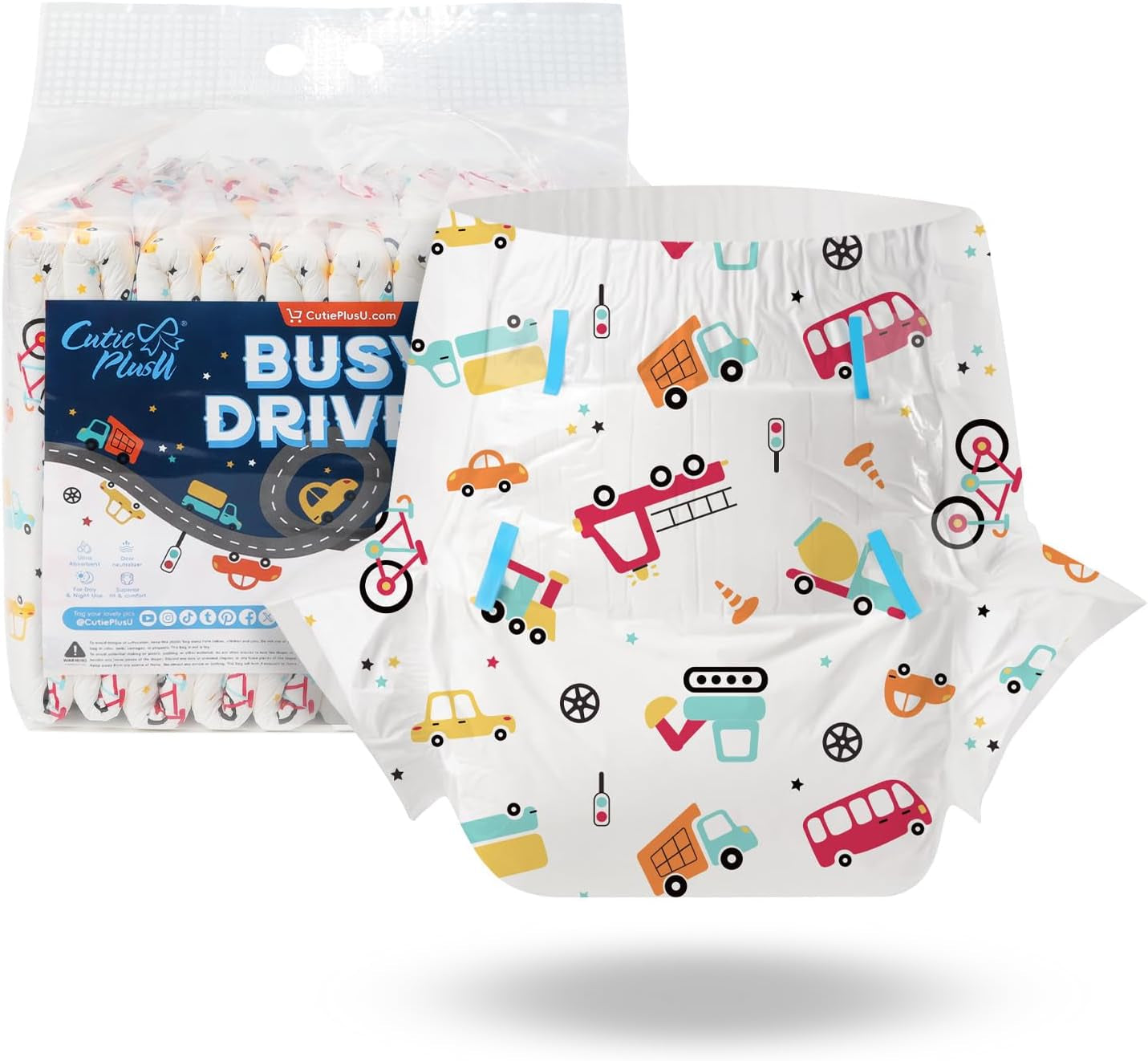 CutiePlusU felnőtt pelenkák, 10 darab, eldobható inkontinencia bugyi lepedővel nőknek és férfiaknak, maximális nedvszívó képesség éjszaka - kis hercegnő (nagy méret 94-119 cm)