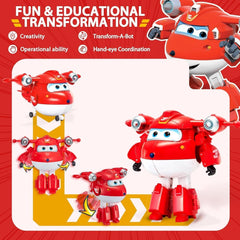 Auldey EU740283 Super Wings Transformer figura JETT Supercharge 12 cm, színes akciófigurák Naty Shop