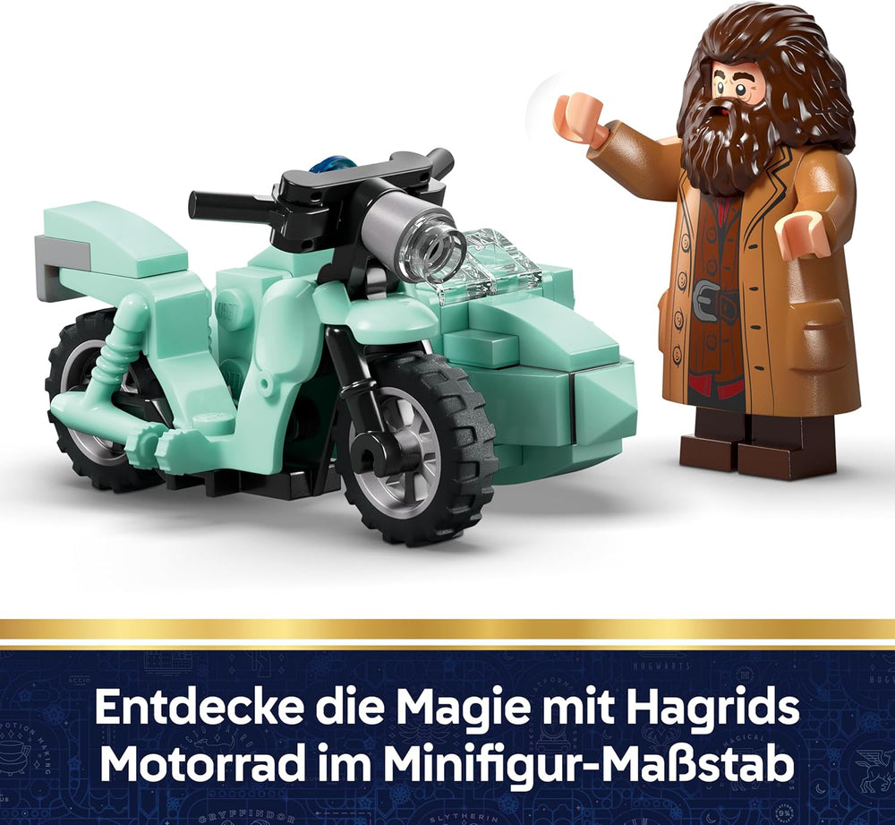 LEGO Harry Potter Hagrids und Harrys Flucht aus dem Ligusterweg - Motorrad Spielzeug mit 4 Minifiguren - 2 Todesser, eine Strassenszene - Geschenk für Mädchen, Jungen und Fans ab 8 Jahren - 76459