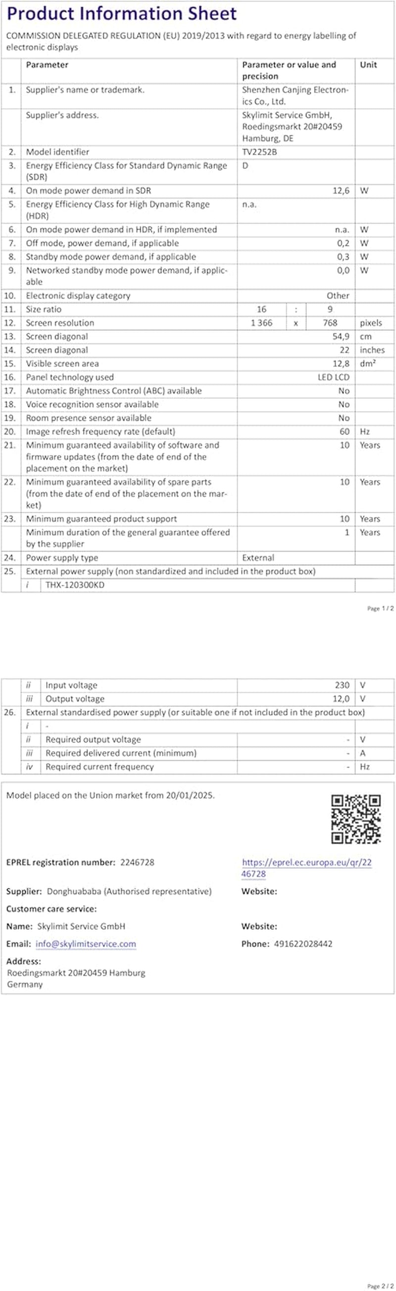 DESOBRY Mini TV 22 inch 1080P cu DVD Player Integrat, Tuner DVB-T2 Integrat, cu Antenă, Intrare HDMI/USB/AV – Combinație TV-DVD 12V pentru Autorulote, Bucătării și Camere Mici