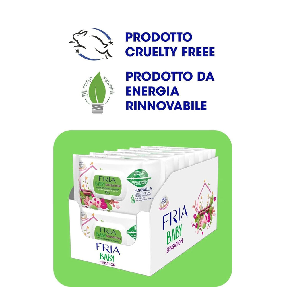 Fria Baby Sensation törlőkendők, bőrnyugtató shea vajjal, bőrgyógyászatilag tesztelt, maxi economy csomag 840 Naty Shop Baby Wet Wipes törlőkendővel