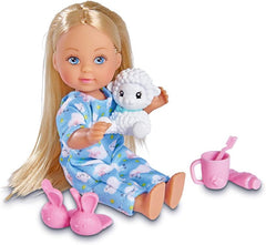 Simba 105733406 - Evi Love Good Night, Spielpuppe im süssen Schlafanzug mit Cuscheltier und Zahntzzubehör, 12 cm, ab 3 év