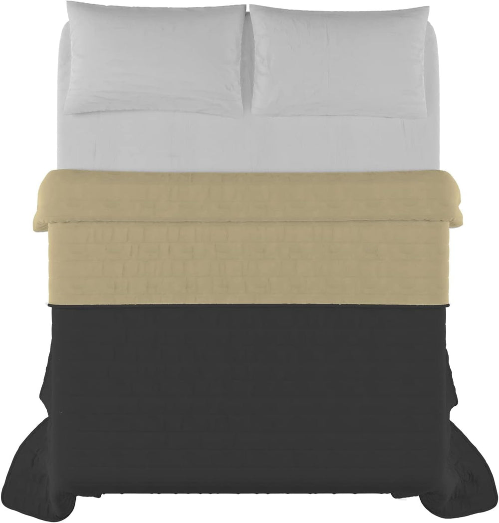 Lenjerie de pat italiană Estivo pat dublu, microfibră, castan/gri, 260 X 270 Cm Plapumi si pilote Naty Shop