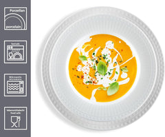 Ritzenhoff & Breker Sofia Tafelservice 12-teilig, Speiseteller (26 cm) und Suppenteller (22 cm) für 6 Personen, Tafel-Set mit feinem Rillenrelief, Fine-Dining-Geschirr, Porzellan, Weiß