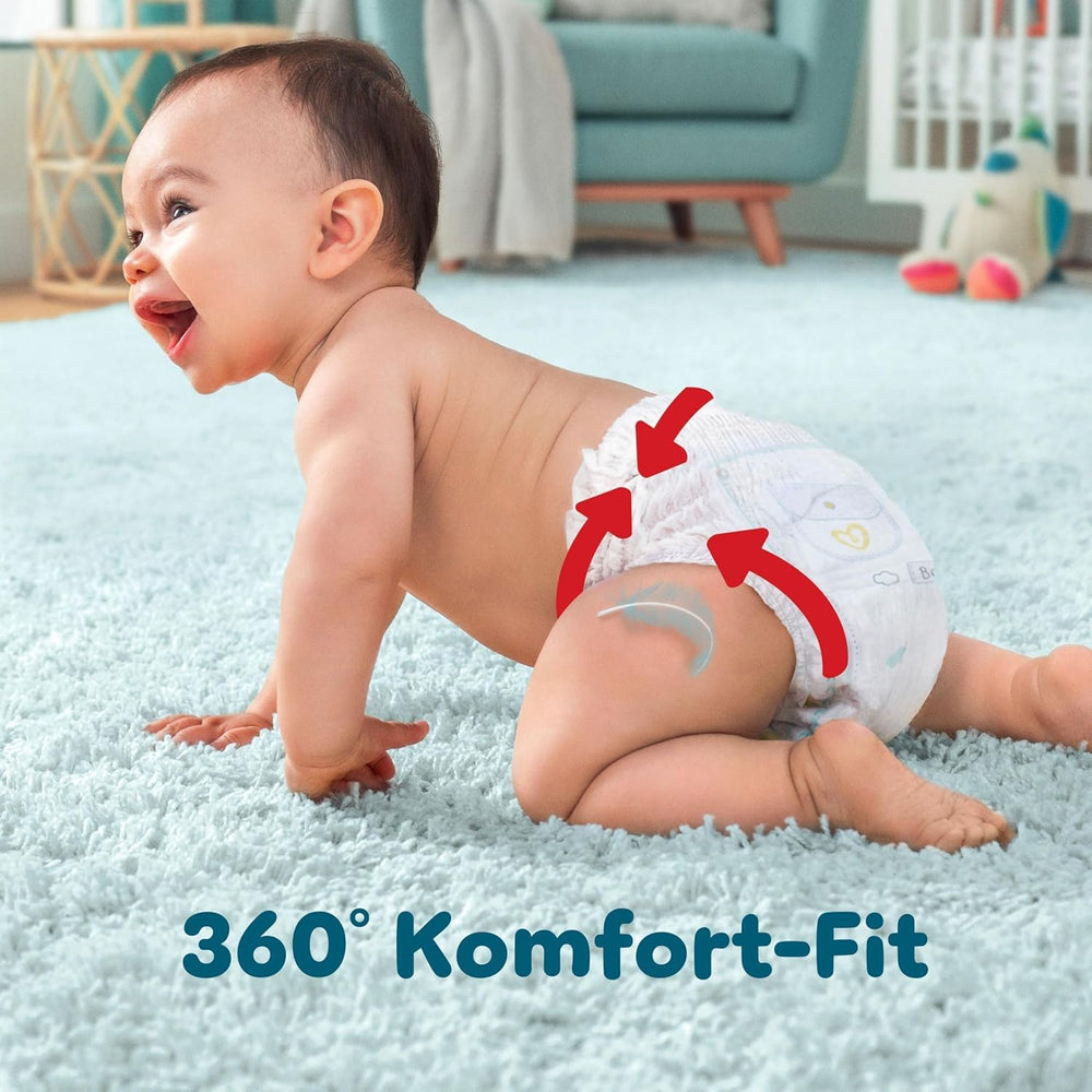 Pampers Premium Protection Pants Größe 6, 78 Windeln, 13kg-19kg, Mit 360° Fitform, 2x breiteren Bundchen als vorher für Komfort & Schutz + 10 Stück Pampers Aqua Baby-Weuchttücher enthalten
