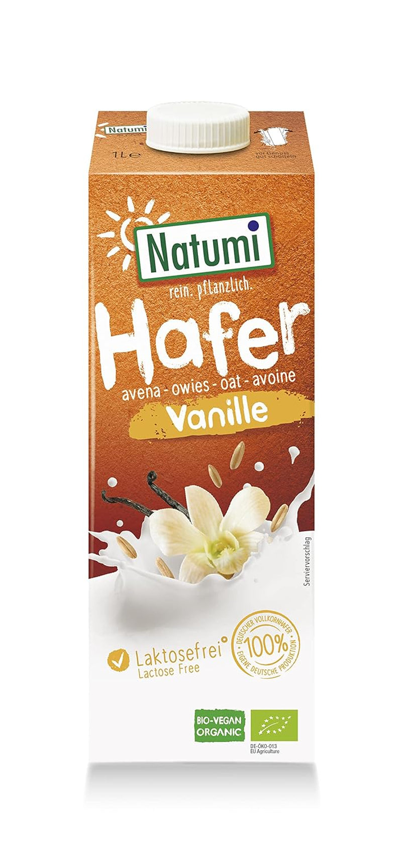 Natumi Bio Haferdrink Glutenfrei, 8 x 1L - Naturland zertifiziert, Laktosefrei, Glutenfrei, Ohne Zuckerzusatz, Bio, Vegán, Hergestellt mit deutschem Hafer, Milchfreie milchfreie Alternative