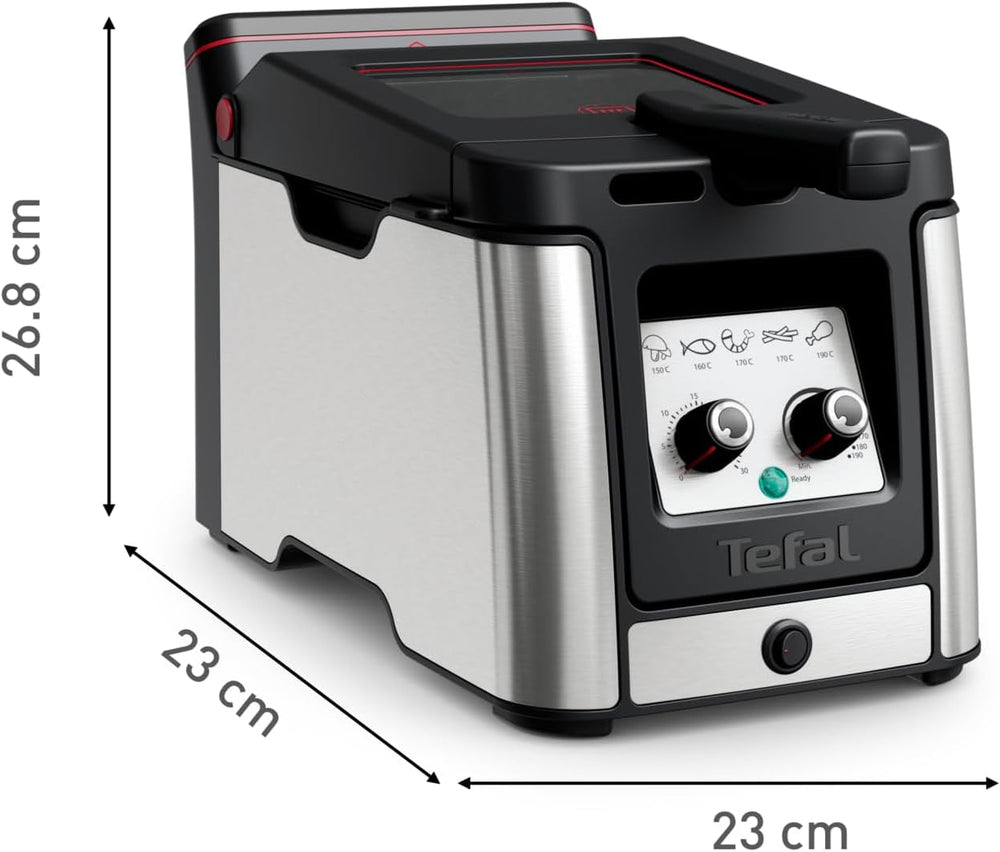 Tefal FR600D Clear Duo olajsütő, kevesebb füst és szag sütés, 1,2 kg kapacitás, termosztát, időzítő, nagy, köd nélküli betekintő ablak Háztartási gépek Naty Shop