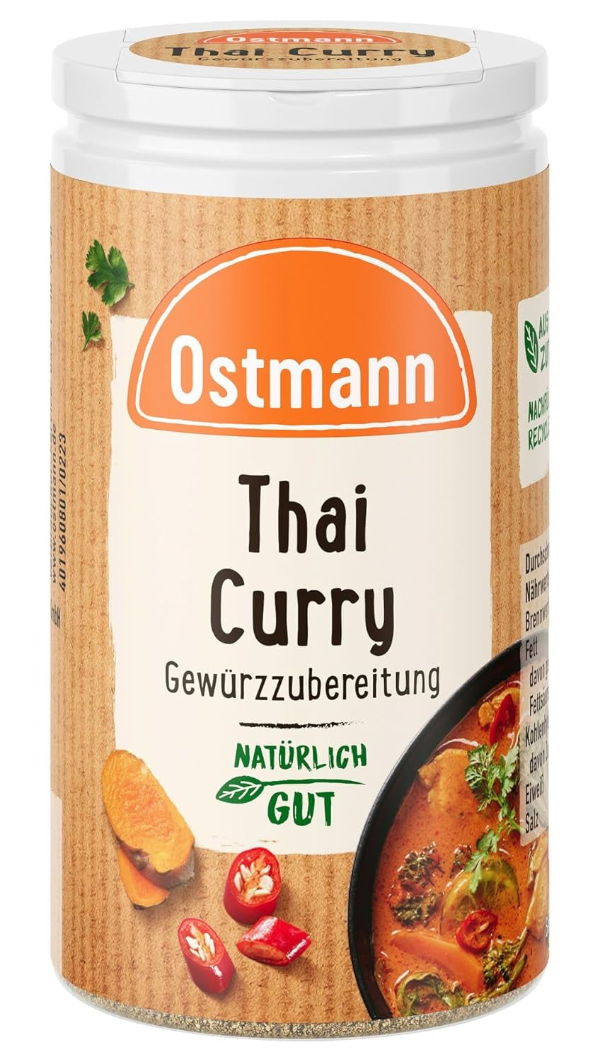 Ostmann Gewürze - Thai Curry Gewürzzubereitung | Nachfüllbare & újrahasznosítható Verpackung | 40 g Der Streudose-ban