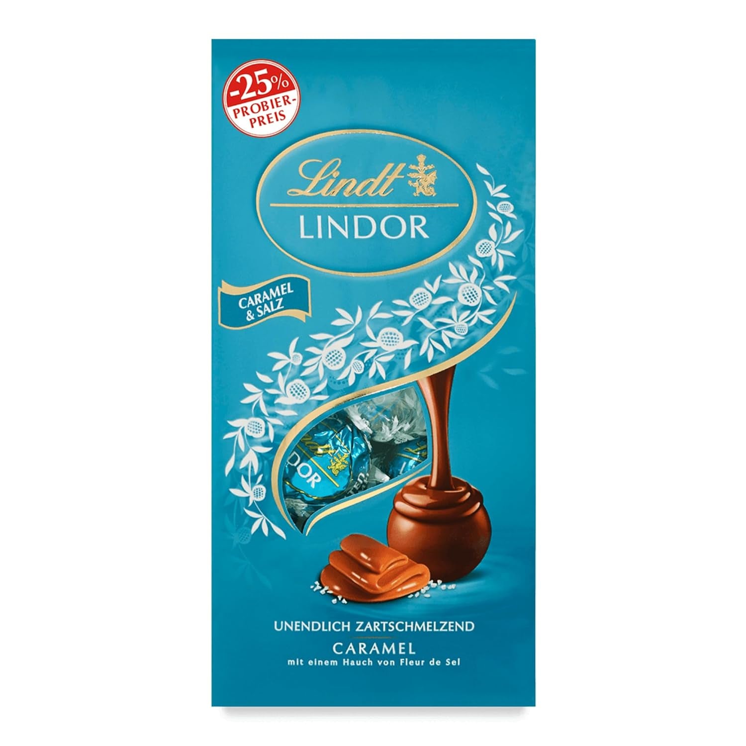 Lindt Chocolate LINDOR Double Chocolate Balls, Promoție | Pungă de 137 G Bomboane de Ciocolata Naty Shop Caramel sarat