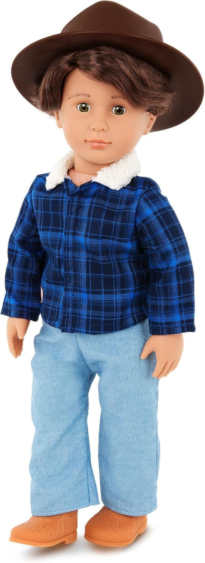 Generációnk - Dustin - 46 cm Junge Puppe - Lebensechte hazelnussbraune Augen und gemwelltes brownes Haar - Outfit im Western-Stil & Country-Hut - Spielzeug für Kinder ab 3 Jahren