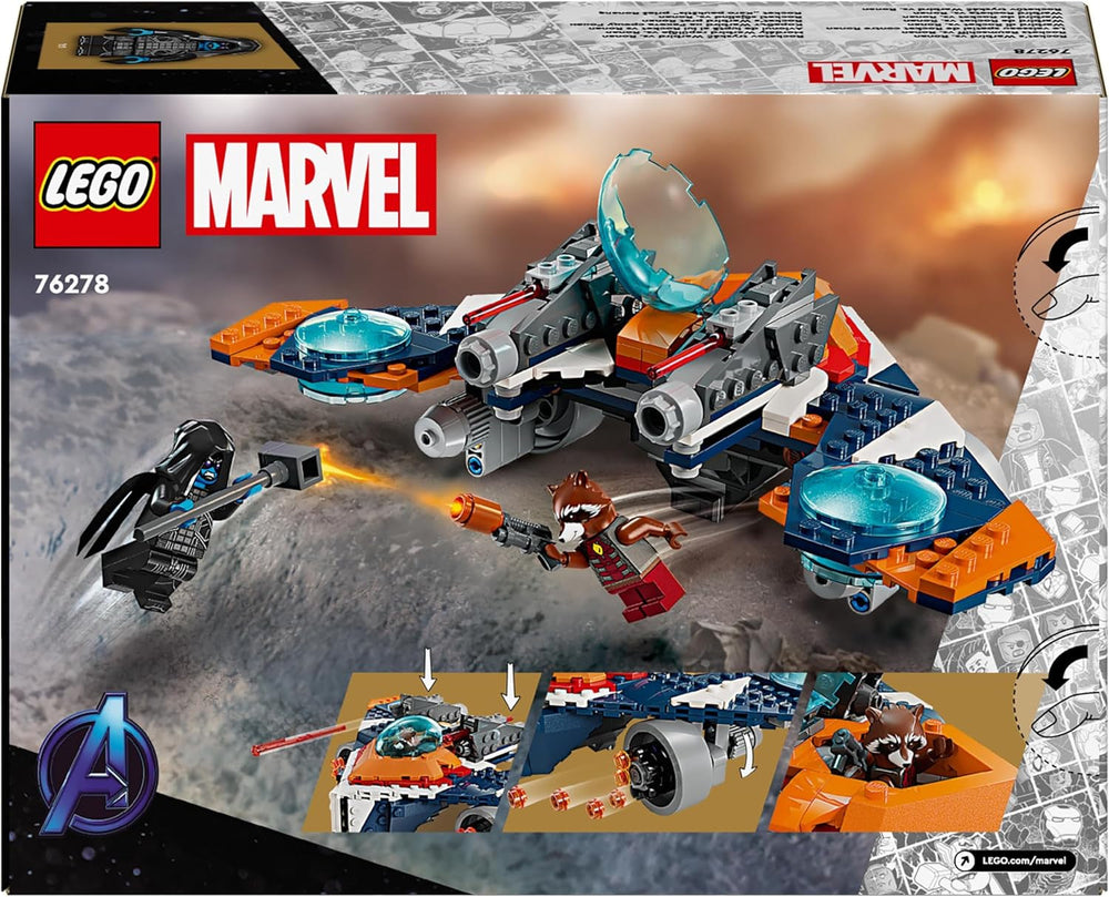 LEGO Marvel Rockets Űrhajó vs. Ronan építhető űrhajó készlet A galaxis őrzői szuperhős figura játék ajándék fiúknak és lányoknak 8 éves 76278 építőkészletek Besuche den LEGO-Store