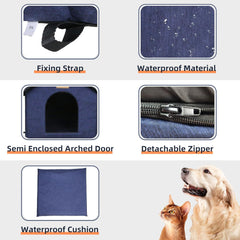 Katzenhaus Für Draußen Winterfest Wasserdicht Wetterfester Katzenhöhle Haustierhaus mit Katzenmatte Warm Hundehöhle Waschbar Hundehaus Tierheim Für Streuner Haustiere 45x40x45