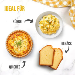 EASY YUMMY - Vollei-Eipulver (1000g = 80 Eier) aus Regionalen Niederländischen Freiland-Eiern | mítosz 1-Ei-Messlöffel | Wiederverschließbarer Beutel, lange Haltbarkeit | Rührei, Kochen, Backen | 100%-ban őket