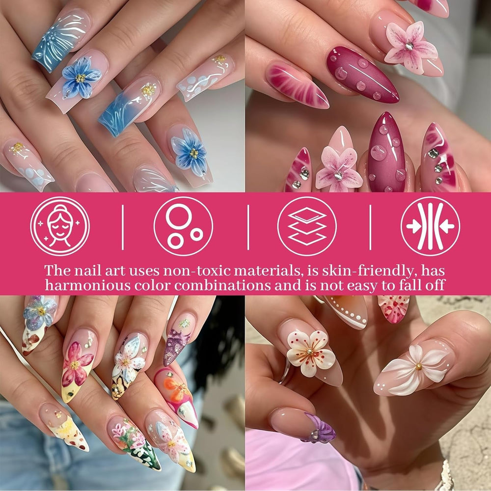 50 Stück 3D Blume Nail Charms Set, Bunte Nageldesign Zubehör, Nägel Charms Und Nagel Art Charms, Perfekt Für Nailart, Maniküre Dekoration Und DIY Nageldesign