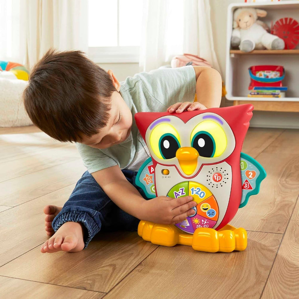 Fisher-Price - BlinkiLinkis Smart Owl, versiunea italiană, jucărie interactivă de învățare cu muzică, lumini, melodii și fraze, jucărie pentru copii cu vârsta de peste 18 luni, HJN64 Jucarii Bebe Naty Shop