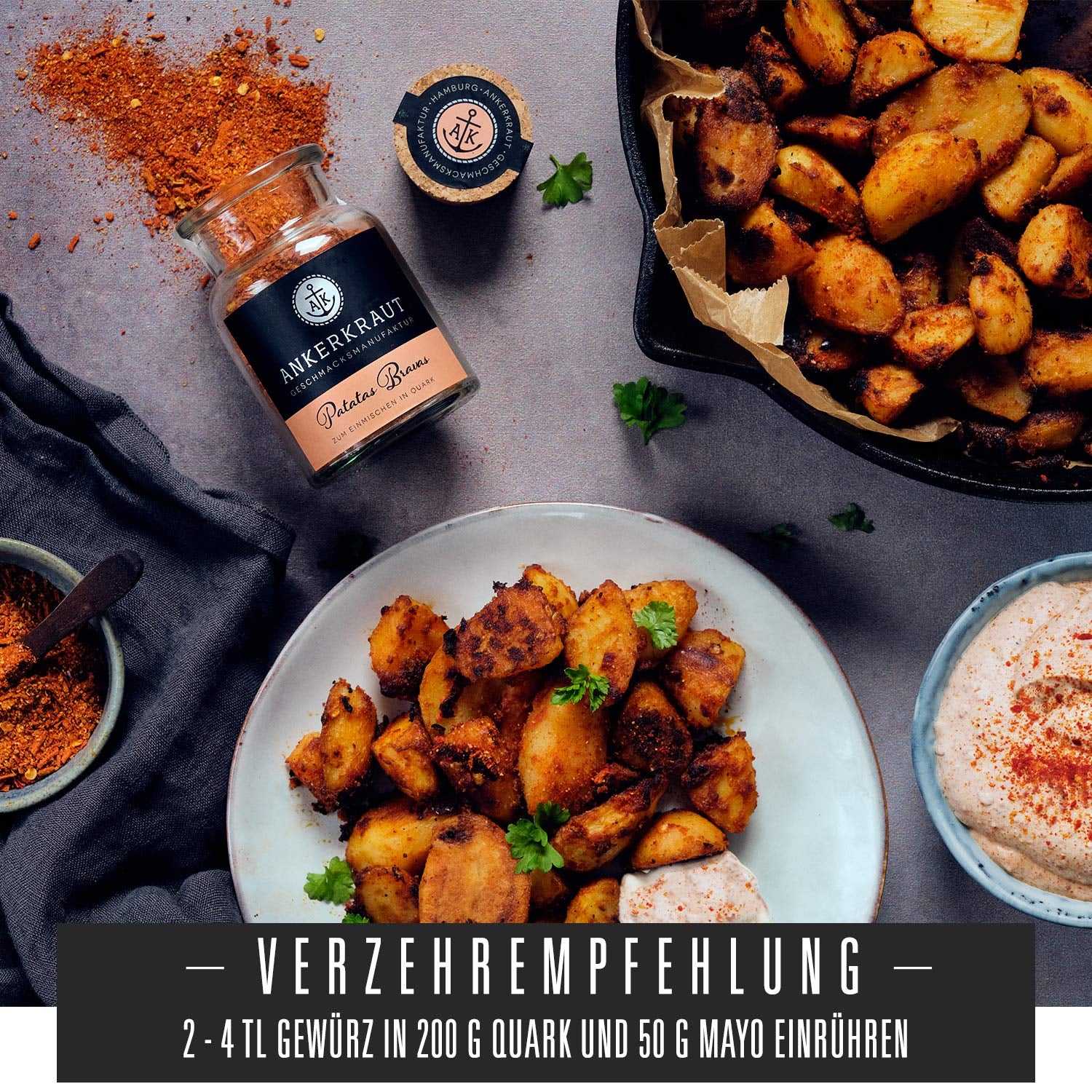 Ankerkraut Patatas Bravas, Gewürzmischung für Spanish Kartoffelwürfel, 90g parafa üvegben