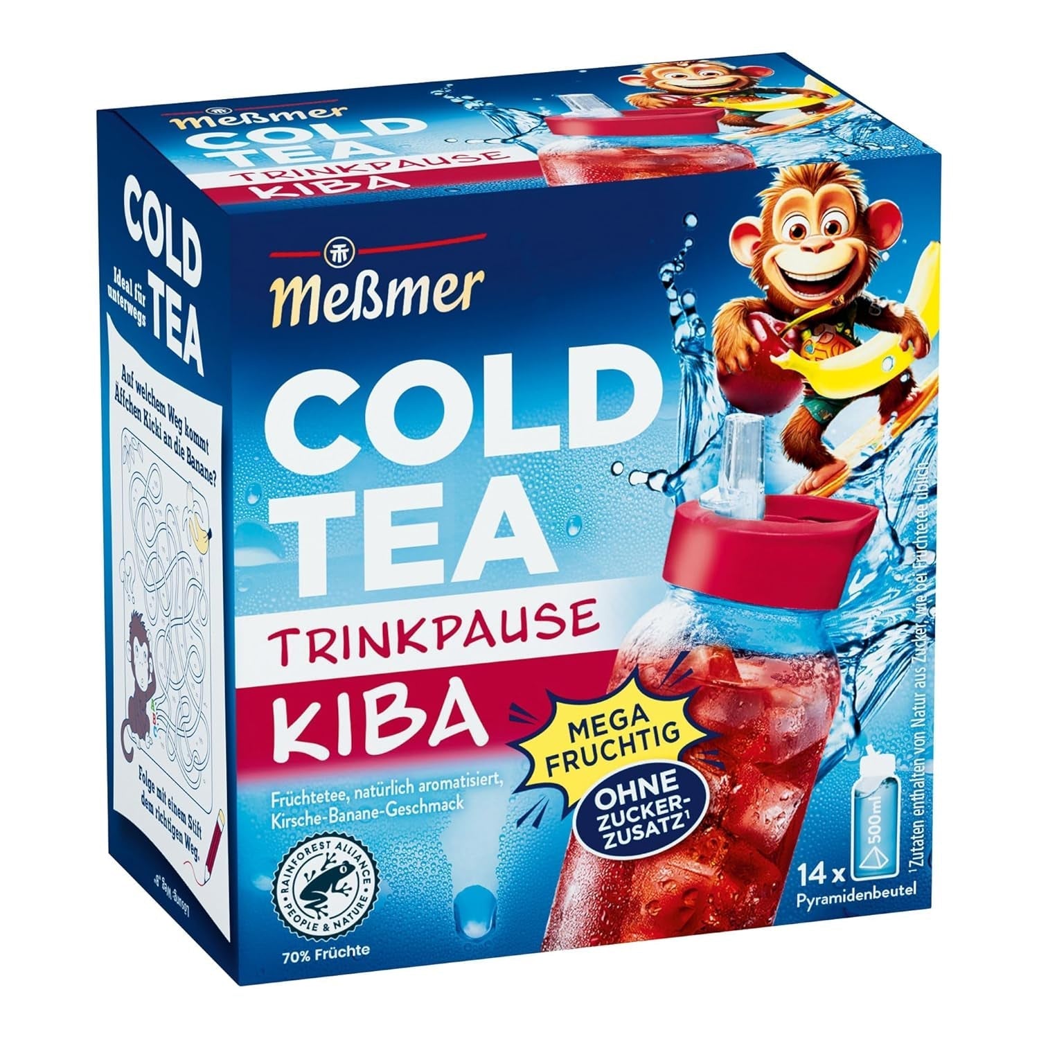 Meßmer Cold Tea Trinkpause Zmeură | Ceai de fructe, aromatizat natural, cu gust de zmeură | Ediție limitată | Pentru infuzie rece | 14 pliculețe piramidale