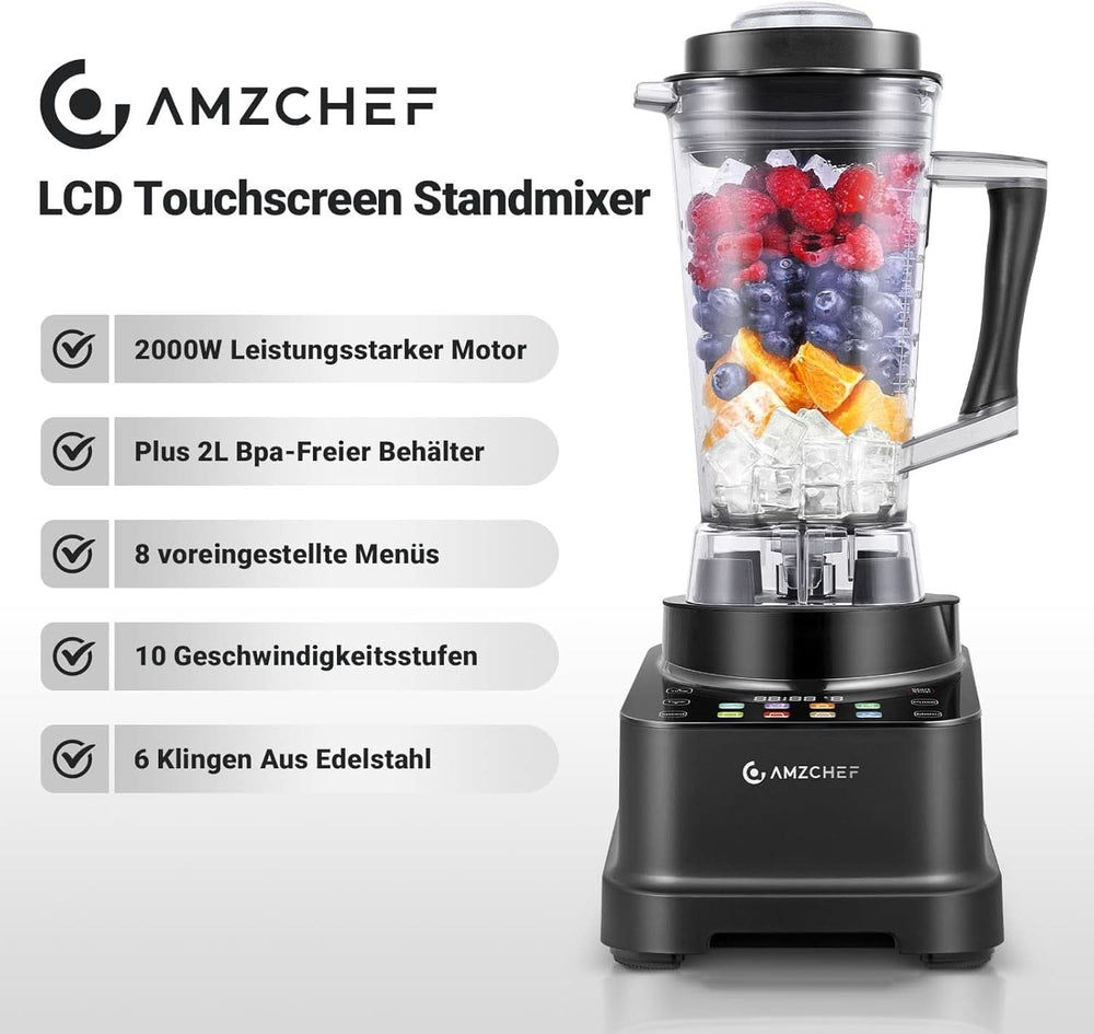 AMZCHEF turmixgép, 8 intelligens menü és 10 sebesség, LCD érintőképernyő Kitchen Naty Shop