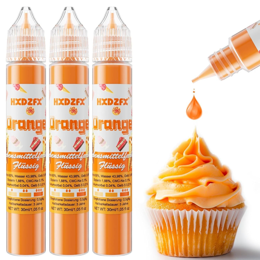 Colorant alimentar - Colorant alimentar lichid, Colorant alimentar foarte concentrat, Coloranți alimentari lichizi pentru copt, Decorare tort, Fursecuri, Macarons, Ouă de Paște, Aluat - 3 × 30ml (Roșu de Crăciun)