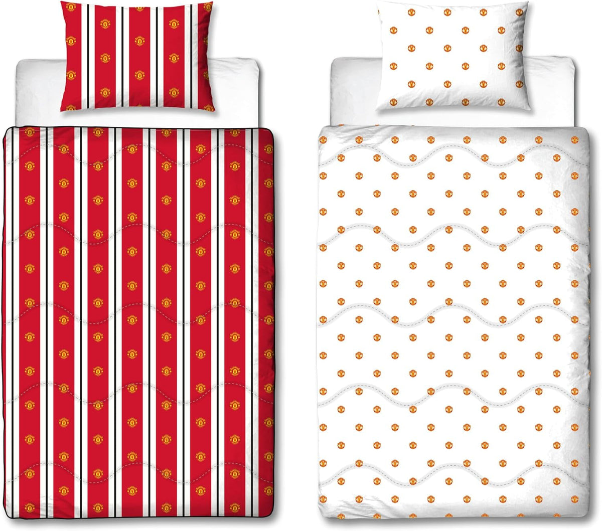 Manchester United FC hivatalos egyetlen paplan, megfordítható, piros-fehér, huzat nélküli, futballpaplan, párnahuzat, mosható, tökéletes utazáshoz, éjszakára, 10,5-ös paplanok és paplanok Naty Shop alapértelmezett címe