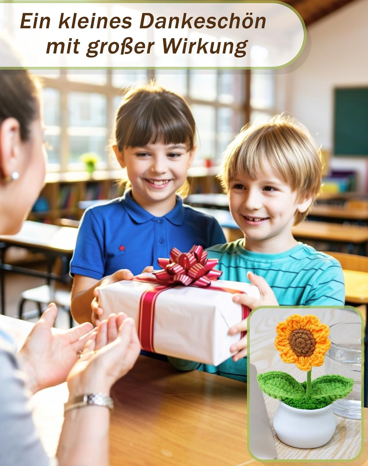 Mini Häkelsonnenblume Im Topf – Handgefertigte Gehäkelte Blumen, Künstliche Sonnenblume, Kleines Dankeschön Geschenk, Glücksbringer Deko Für Zuhause, Büro & Armaturenbrett