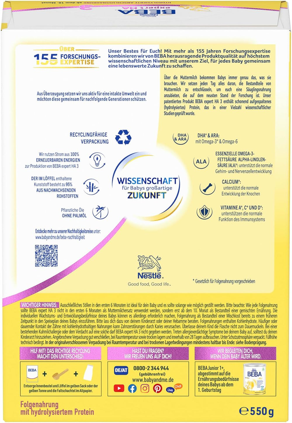 BEBA expert HA 3 hidrolizált folytatásos formula, 10 hónapos kortól, 1 csomag (1 x 550 g)