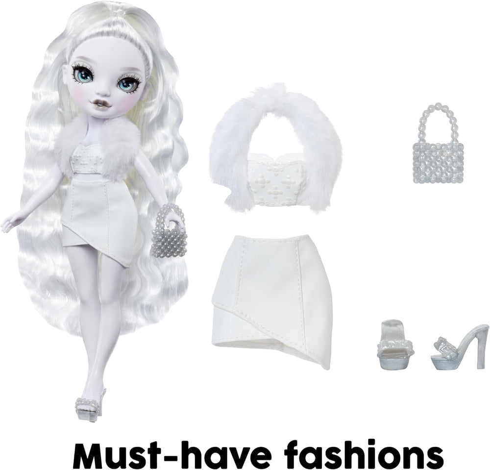 Rainbow High Shadow High Natasha Zima - 28 cm Modepuppe in Grauschattierungen, Weißes Haar und Outfit, Stylische Handtasche, Süßes Geschenk für Kinder von 4-10 Jahren