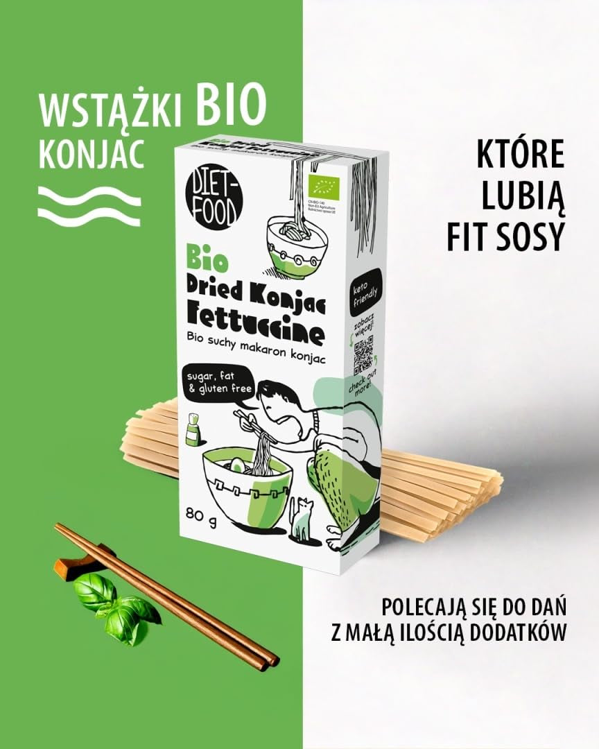 Fettuccine Konjac Shirataki Organic 80g – Alacsony kalória és alacsony szénhidráttartalmú, gluténmentes, alacsony szénhidráttartalmú, alkalmas keto diétákhoz, tápióka liszttel