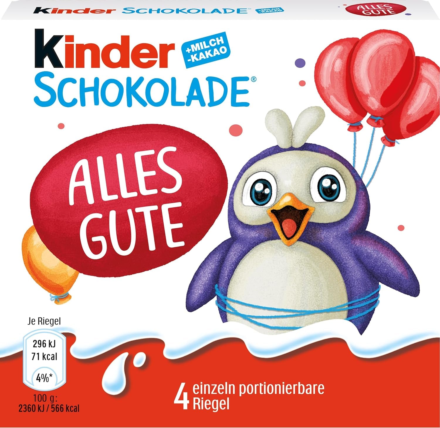 Kinder csokoládé (20 x 50 g) - Valentin-napi ajándék neki és neki, farsangi és mardi gras édességek - töltött tejcsokoládé - ​​20 csomag, 4 db külön szelet
