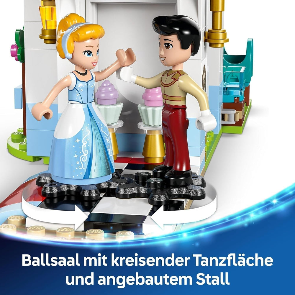 LEGO Ç€ Disney Princess Castle Hamupipőke és lovas kocsi, szett 6 éves kor feletti lányoknak, Fantasztikus játék Hamupipőke hercegnővel és Herceg bájos mini babákkal, ajándékötlet Disney rajongóknak 43275 Építőkészlet Beuche den LEGO-Store